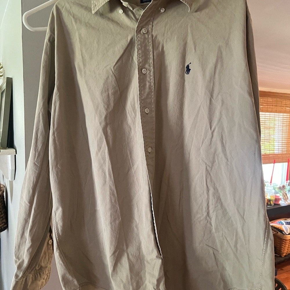 Polo Ralph Lauren Blake long-sleeved shirt in a khaki tan color size Large